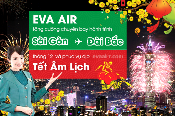 EVA Air tăng chuyến bay chặng TP.HCM - Đài Bắc