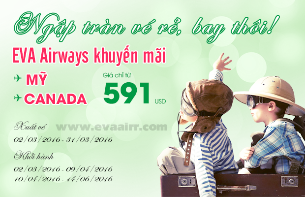EVA Air: Ngập tràn vé rẻ từ 591 USD, bay thôi!